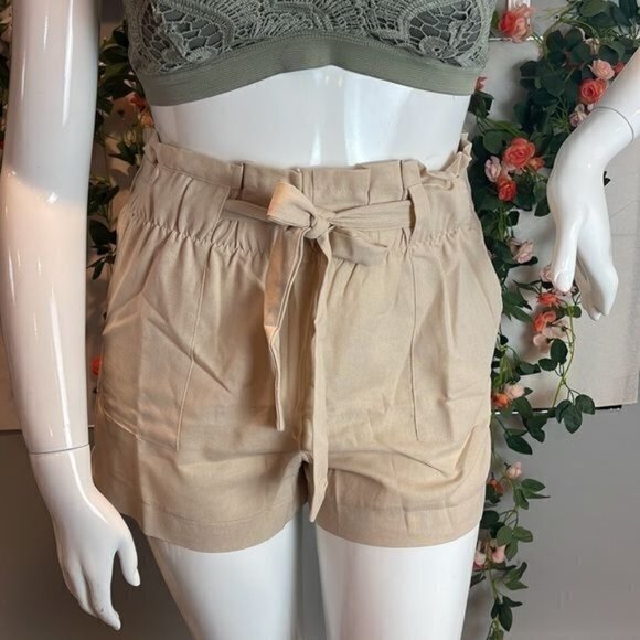 High Rise Linen Sand Shorts‎ Size M RefFNB - Picture 4 of 11